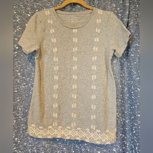 J. By J. Crew, Grey Embroidered Collector Tee T Shirt, Medium